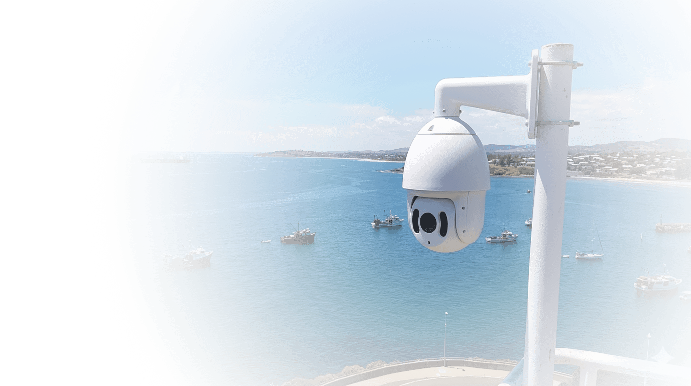 PTZ coastal camera mounted over the bay
